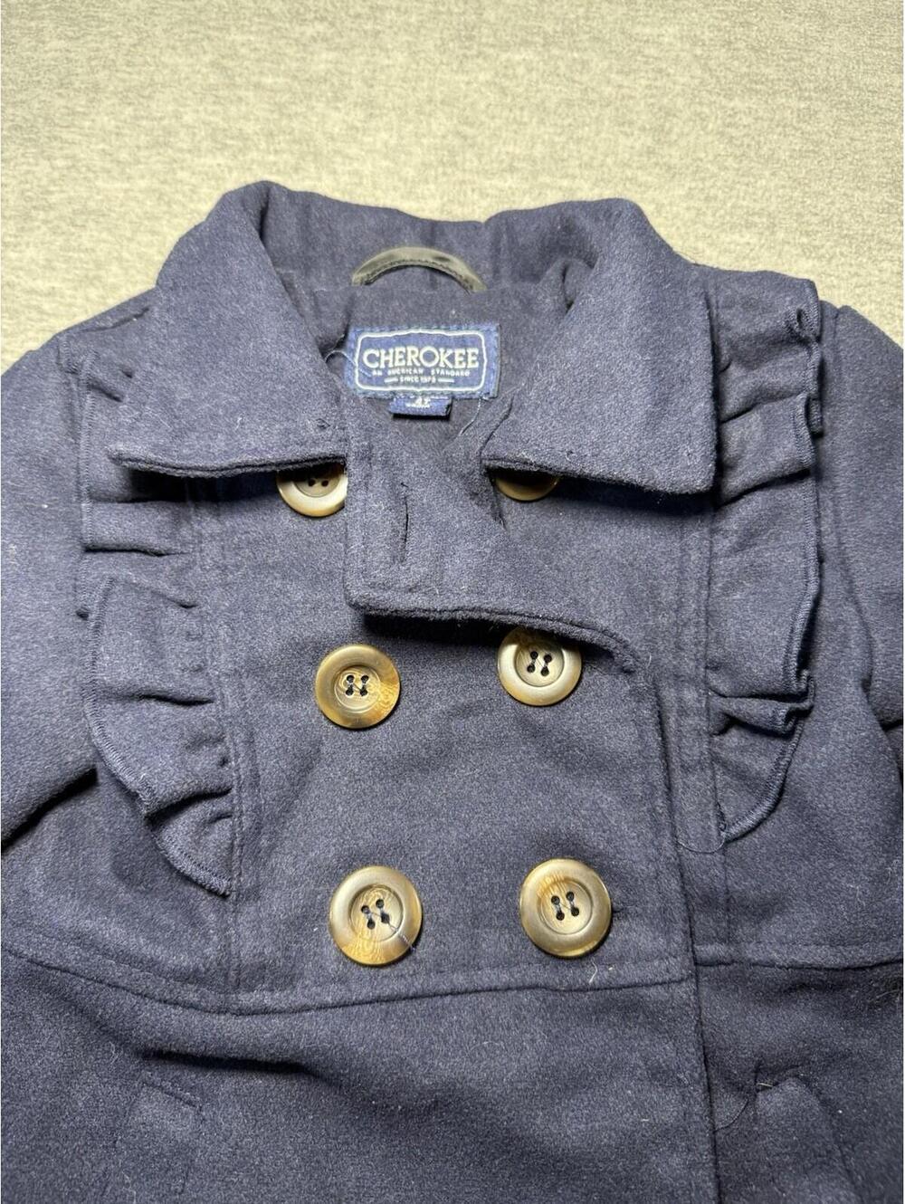 Cherokee Girls Dress Coat-4T/Navy Blue/Buttons/Snap Button/Dressy/Thick - Picture 5 of 11